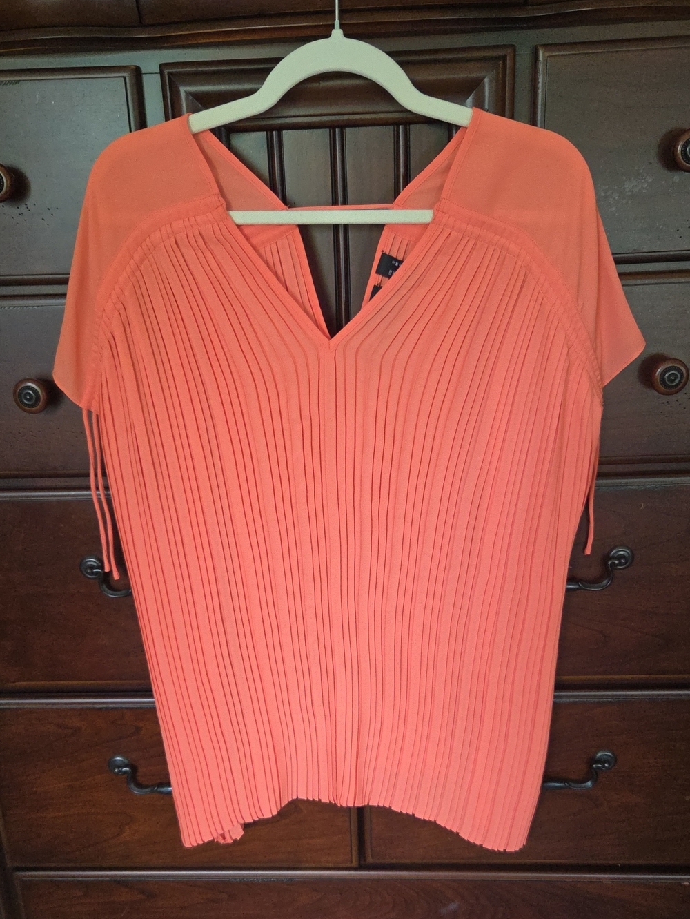 Attitudes by Renee Coral Pleated V-Neck Blouse
